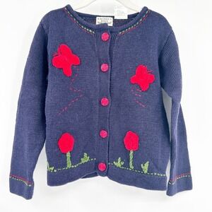Rachel's Kids Vintage Novelty Floral Butterfly Embroidered‎ Cardigan Sweater 5T